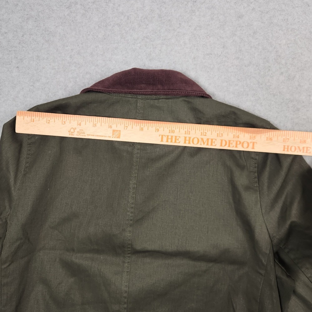 J Crew Field Jacket Womens Small Green Treated Cotton Corduroy Collar Snap - Picture 13 of 15